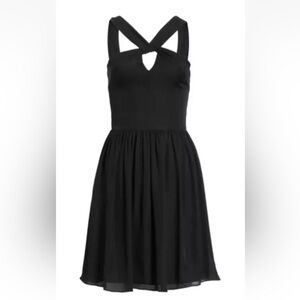 L'AGENCE Valleta Black Silk Keyhole Fit Flare Halter Dress Size 4